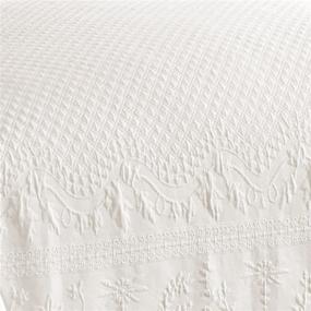img 1 attached to Charming King Charles Modern Farmhouse Floral Matelasse Coverlet from HISTORIC CHARLESTON Collection, Full/Queen Size, Ivory