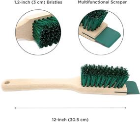 img 3 attached to 🧹 Heavy Duty Stiff Bristle Scrubbing Brush with Scraper - Wooden Handle Scrub Brush for Cleaning, Lawn Mower Deck Scraper, Mower Cleaning Tool - Universal Outdoor Scrub Brush with Handle