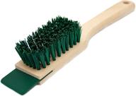 🧹 heavy duty stiff bristle scrubbing brush with scraper - wooden handle scrub brush for cleaning, lawn mower deck scraper, mower cleaning tool - universal outdoor scrub brush with handle logo