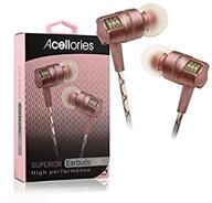 acellories premium superior metal high performance earbuds headphones (rose gold) logo