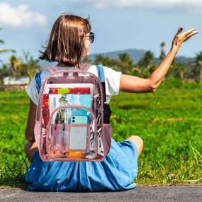 img 3 attached to 🎒 College Pink Transparent Clear Backpack: Stylish & Practical