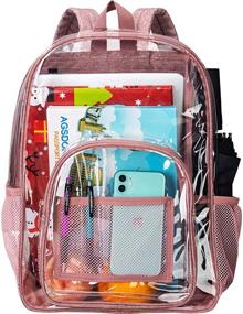 img 4 attached to 🎒 College Pink Transparent Clear Backpack: Stylish & Practical