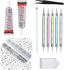 img 4 attached to 🔧 B-7000 Adhesive Glue and Rhinestones Craft Kit: 2016Pcs Clear Flatback Round Rhinestones with 2PCS 25ml Glue, Dotting Pens, Wax Pencil, Tray - Perfect for Nail Art, Clothes, Shoes, Bags, and Makeup DIY-COLILY