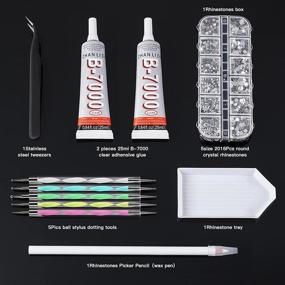 img 2 attached to 🔧 B-7000 Adhesive Glue and Rhinestones Craft Kit: 2016Pcs Clear Flatback Round Rhinestones with 2PCS 25ml Glue, Dotting Pens, Wax Pencil, Tray - Perfect for Nail Art, Clothes, Shoes, Bags, and Makeup DIY-COLILY