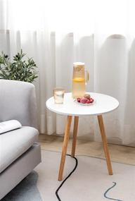 img 1 attached to Stylish and Functional HANGYUAN White Round Side Table: Perfect Small End Table for Living Room, Night Stand for Compact Spaces, Simple Assembly with Natural Wood Finish