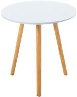 stylish and functional hangyuan white round side table: perfect small end table for living room, night stand for compact spaces, simple assembly with natural wood finish logo