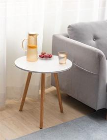 img 3 attached to Stylish and Functional HANGYUAN White Round Side Table: Perfect Small End Table for Living Room, Night Stand for Compact Spaces, Simple Assembly with Natural Wood Finish