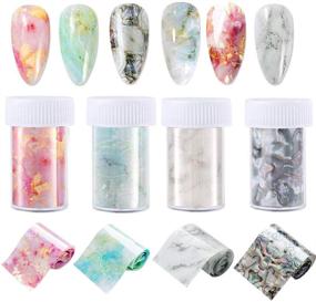 img 4 attached to 💅 Stunning Marble Nail Foil Transfer Sticker Set: Enhance Your Nail Art with Trendy Designs!