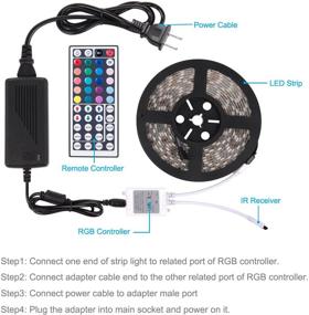 img 2 attached to 🌈 Sunnest 16,4 фута светодиодная лента: 5050 SMD, 150 светодиодов, RGB лента с дистанционным управлением - идеально подходит для кухни, спальни и гостиной!