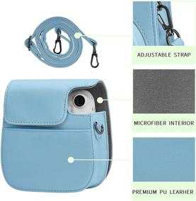 img 2 attached to Чехол для фотоаппарата Blummy PU Leather: Стильная защита для Fujifilm Instax Mini 11 с регулируемым ремешком и карманом (синий)