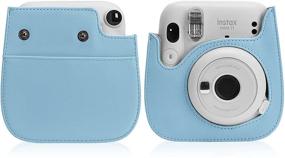 img 1 attached to Чехол для фотоаппарата Blummy PU Leather: Стильная защита для Fujifilm Instax Mini 11 с регулируемым ремешком и карманом (синий)
