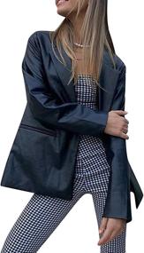 img 1 attached to Womens Leather Blazer Sleeve Jacket Women's Clothing for Coats, Jackets & Vests