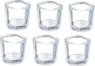 🕯️ hosley set of 6 clear thick glass votive/tealight (wax or led) candle holders - 2.4" high - ideal gift for weddings, parties, spa, aromatherapy, bridal setting - bulk buy o4 logo