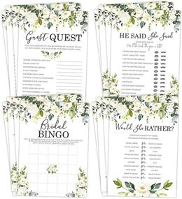 img 4 attached to 🎉 SEO-Optimized Bridal Shower Bachelorette Party Games Bundle: White Rose Floral, He Said She Said, Find The Guest Quest, Would She Rather, Bingo Game - 25 Games Included
