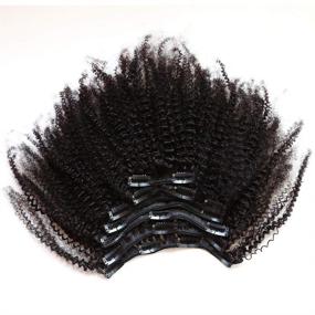 img 2 attached to 🔥 ZigZag Hair: Afro Kinky Curly Clip In Human Hair Extensions - Brazilian Virgin - Natural Clip Ins for Black Women (18inch, 4B 4C)