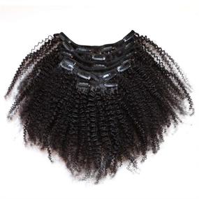img 3 attached to 🔥 ZigZag Hair: Afro Kinky Curly Clip In Human Hair Extensions - Brazilian Virgin - Natural Clip Ins for Black Women (18inch, 4B 4C)