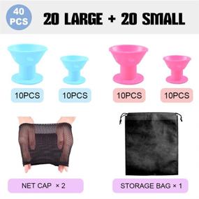 img 3 attached to 🎀 40-Piece WXJ13 Silicone Hair Curlers Set - 20 Large & 20 Small Hair Rollers, Includes 2 Net Caps and 1 Storage Bag