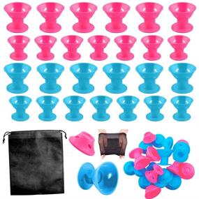 img 4 attached to 🎀 40-Piece WXJ13 Silicone Hair Curlers Set - 20 Large & 20 Small Hair Rollers, Includes 2 Net Caps and 1 Storage Bag