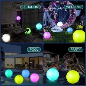 img 2 attached to 🏖️ Icnice LED Beach Balls - Glow in the Dark Party Supplies: 2pcs Inflatable Light up Balloon 16'' Floating Pool Light with Remote, 13 Color 4 Mode Beach Game Pool Toy Kickball for Neon Party Decoration - 4 Lights