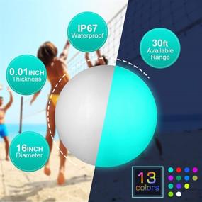 img 3 attached to 🏖️ Icnice LED Beach Balls - Glow in the Dark Party Supplies: 2pcs Inflatable Light up Balloon 16'' Floating Pool Light with Remote, 13 Color 4 Mode Beach Game Pool Toy Kickball for Neon Party Decoration - 4 Lights