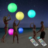 🏖️ icnice led beach balls - glow in the dark party supplies: 2pcs inflatable light up balloon 16'' floating pool light with remote, 13 color 4 mode beach game pool toy kickball for neon party decoration - 4 lights логотип