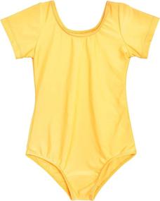 img 3 attached to Girls Short Sleeve Dance Leotard Gymnastic Tops for Kids - Speerise