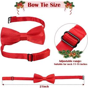 img 2 attached to 🎄 Стильный и регулируемый набор для детей "Рождественские подтяжки и галстук" из 4 предметов, красного и зелёного цвета, идеальный приятный сувенир на праздник.