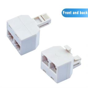 img 1 attached to 📞 2-Pack RJ11 6P4C Phone Splitter- 1 to 2 Modular Adapter Converter with Wall Jack Plug – Improved RFAdapter