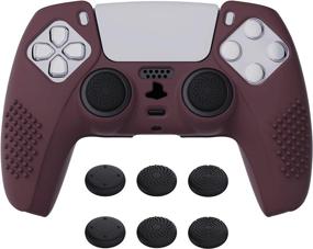 img 4 attached to 🎮 Enhance Your Gaming Experience with eXtremeRate PlayVital Wine Red 3D Studded Edition Anti-Slip Silicone Cover Skin for Playstation 5 Controller: Soft Rubber Case with 6 Black Thumb Grip Caps for PS5 Wireless Controller