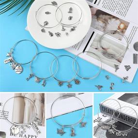 img 2 attached to 📿 UPINS Bracelet Earring Making Kit - 543Pcs Expandable Blank Bangles, Charms, Earring Hooks, and Pliers - Jewelry Gift for Girls DIY Craft