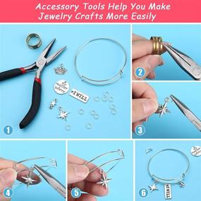 img 3 attached to 📿 UPINS Bracelet Earring Making Kit - 543Pcs Expandable Blank Bangles, Charms, Earring Hooks, and Pliers - Jewelry Gift for Girls DIY Craft