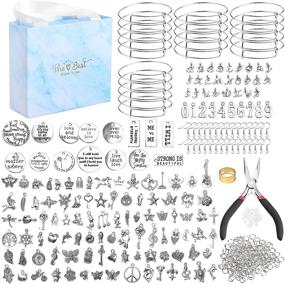 img 4 attached to 📿 UPINS Bracelet Earring Making Kit - 543Pcs Expandable Blank Bangles, Charms, Earring Hooks, and Pliers - Jewelry Gift for Girls DIY Craft