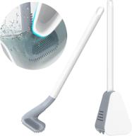 golf toilet brush and holder set - silicone long handled scrub brush for cleaning toilet bowl, 🏌️ bathroom, wall mounted - white golf cleaning brush head for efficient corner and deep cleaning, with closing base logo