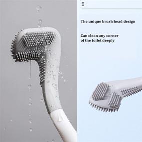 img 2 attached to Golf Toilet Brush and Holder Set - Silicone Long Handled Scrub Brush for Cleaning Toilet Bowl, 🏌️ Bathroom, Wall Mounted - White Golf Cleaning Brush Head for Efficient Corner and Deep Cleaning, with Closing Base