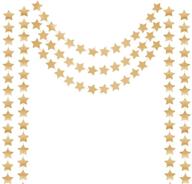 🌟 sparkling gold star garland - 2pcs double-sided glitter paper - 13 feet long - christmas galaxy banner - 4-inch diameter logo
