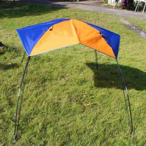 img 2 attached to 🛶 Inflatable Kayak Awning Canopy - Waterproof, UV Protected 2 Person Inflatable Boat Awning Top Cover with 4 D-Shaped Buckles for Outdoor Camping and Fishing