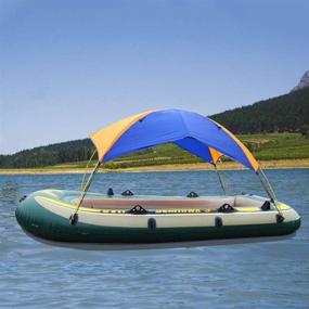 img 1 attached to 🛶 Inflatable Kayak Awning Canopy - Waterproof, UV Protected 2 Person Inflatable Boat Awning Top Cover with 4 D-Shaped Buckles for Outdoor Camping and Fishing