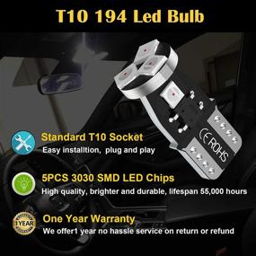 img 2 attached to 🚗 T10 194 LED Car Bulbs: Bright 192 LED Lights, 168 Lights Bulb, 5smd Red for Car Interior Dome Map Door Courtesy License Plate Lights - W5W 2825 LED Lights Bulbs (12pcs)