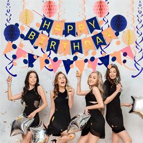 img 2 attached to 🎉 Festive Birthday Party Decorations: FECEDY Happy Birthday Banner, Flag Bunting, Paper Circle Confetti, Streamers, and Honeycomb Ball in Pink and Blue