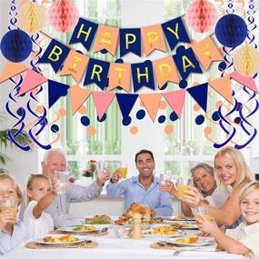 img 1 attached to 🎉 Festive Birthday Party Decorations: FECEDY Happy Birthday Banner, Flag Bunting, Paper Circle Confetti, Streamers, and Honeycomb Ball in Pink and Blue
