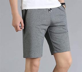 img 1 attached to 🩳 Summer Cotton Elastic Waist Shorts for Men - Big Boy's Casual Shorts with Zipper Pockets