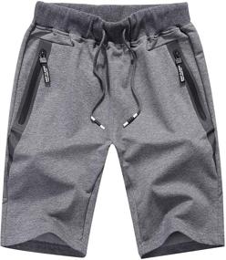 img 4 attached to 🩳 Summer Cotton Elastic Waist Shorts for Men - Big Boy's Casual Shorts with Zipper Pockets