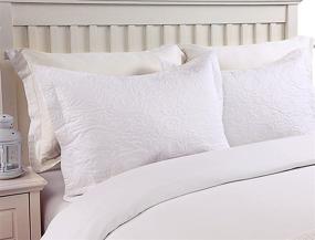 img 3 attached to 🛏️ MarCielo 2-Piece Embroidered White Pillow Shams Set - Decorative Microfiber Standard Size Shams