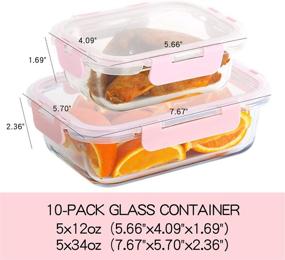 img 3 attached to 🍱 10-Pack Glass Meal Prep Containers: Airtight Food Storage with Lids - Microwave, Oven, Freezer, and Dishwasher Safe Lunch Boxes