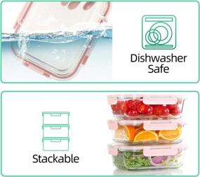 img 1 attached to 🍱 10-Pack Glass Meal Prep Containers: Airtight Food Storage with Lids - Microwave, Oven, Freezer, and Dishwasher Safe Lunch Boxes