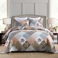 🌸 travan queen quilt set - lightweight floral printed bedspread with shams - all season quilted bedding set, brown floral, queen size logo