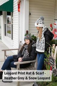 img 3 attached to Funky Junque Womens Knit Leopard Print Beanies and Scarves - Faux Fur Pom & Cuff