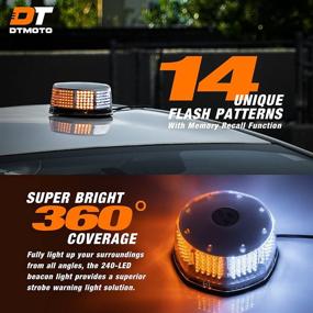 img 3 attached to 🚦 Waterproof Magnetic Roof Top Mount Flashing Strobe Lights for Trucks Golf Cart Tractors Vehicles Cars Forklift - DT MOTO Amber White LED Emergency Beacon Light