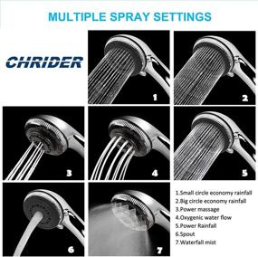 img 3 attached to 🚿 Chrider Handheld Shower Head with Hose: High Pressure, 7 Spray Settings, Adjustable Mount, Chrome Finish