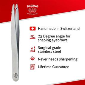 img 2 attached to Regine Switzerland Slant Tweezer - High-Quality Handmade Eyebrow, Facial, and Hair Remover from Switzerland 🔍 - Precision Etched Interior Tip for Root Hair Extraction - Perfectly Aligned Tips - Durable Stainless Steel